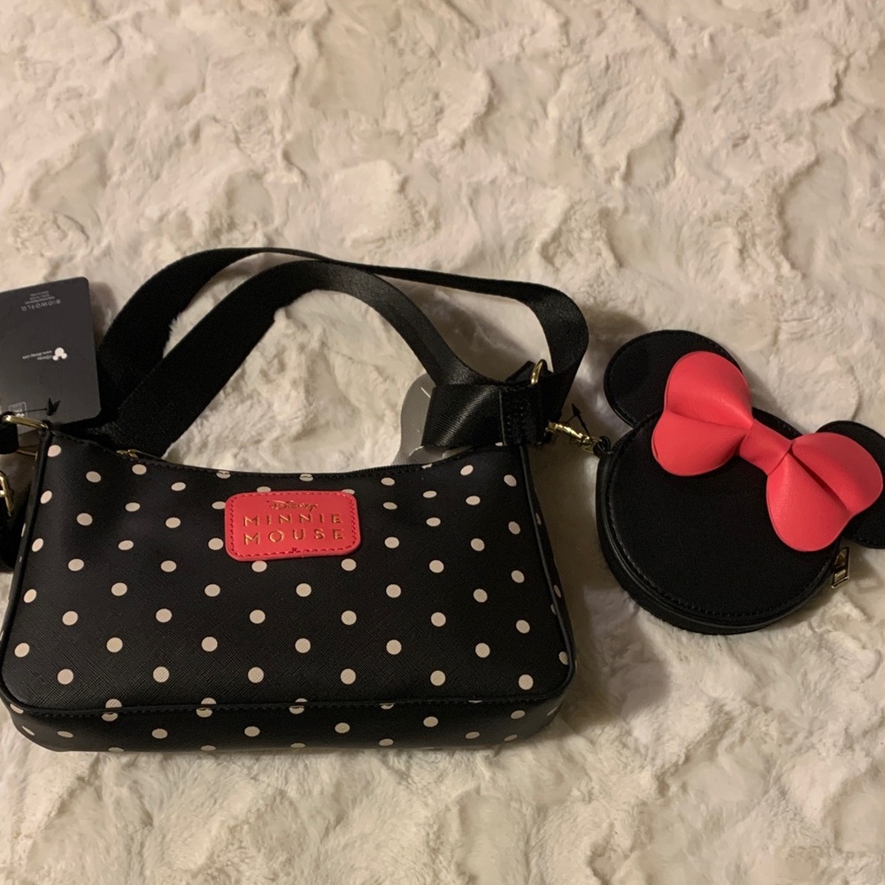 Disney Minnie Mouse Black and Pink Polka Dot Bag Set